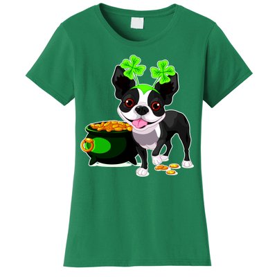 Cute Boston Terrier Shamrock St. Patrick's Day Women's T-Shirt