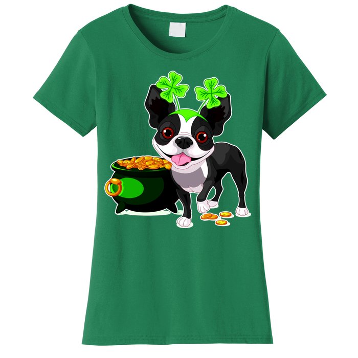 Cute Boston Terrier Shamrock St. Patrick's Day Women's T-Shirt