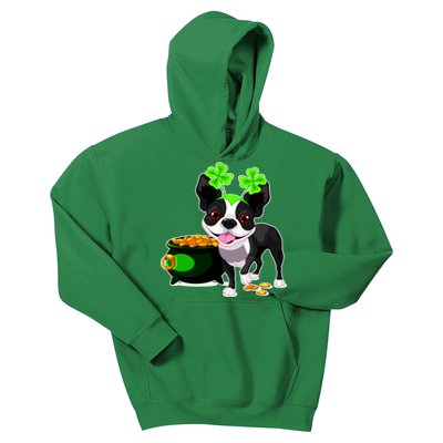 Cute Boston Terrier Shamrock St. Patrick's Day Kids Hoodie