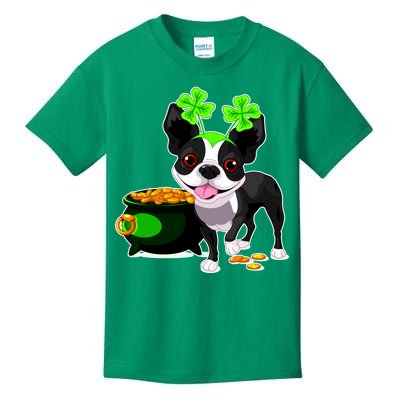 Cute Boston Terrier Shamrock St. Patrick's Day Kids T-Shirt