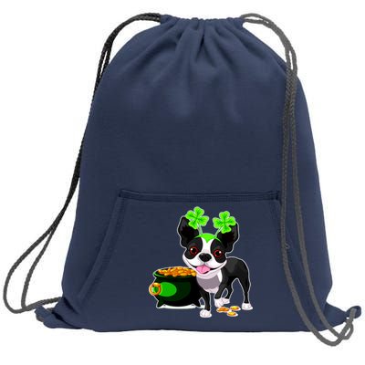 Cute Boston Terrier Shamrock St. Patrick's Day Sweatshirt Cinch Pack Bag