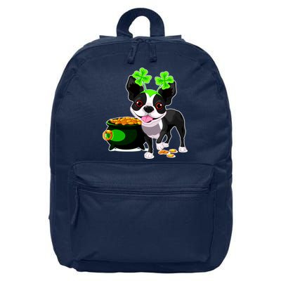 Cute Boston Terrier Shamrock St. Patrick's Day 16 in Basic Backpack