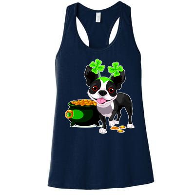 Cute Boston Terrier Shamrock St. Patrick's Day Women's Racerback Tank