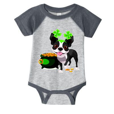 Cute Boston Terrier Shamrock St. Patrick's Day Infant Baby Jersey Bodysuit