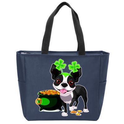 Cute Boston Terrier Shamrock St. Patrick's Day Zip Tote Bag