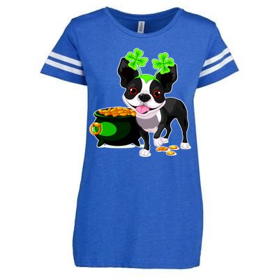 Cute Boston Terrier Shamrock St. Patrick's Day Enza Ladies Jersey Football T-Shirt