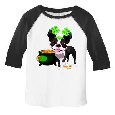 Cute Boston Terrier Shamrock St. Patrick's Day Toddler Fine Jersey T-Shirt