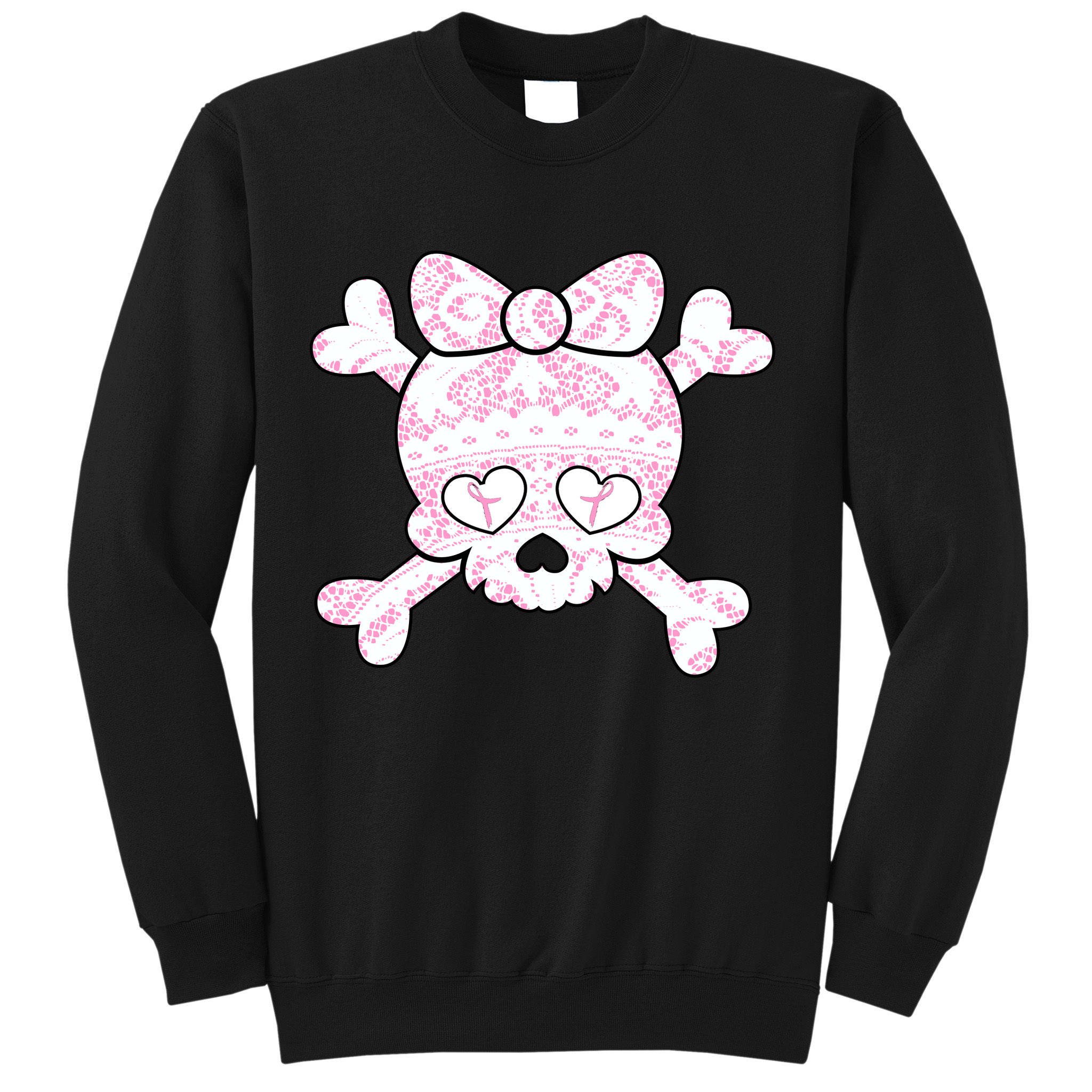 Cute Breast Cancer Bow Tie Skull Sweatshirt