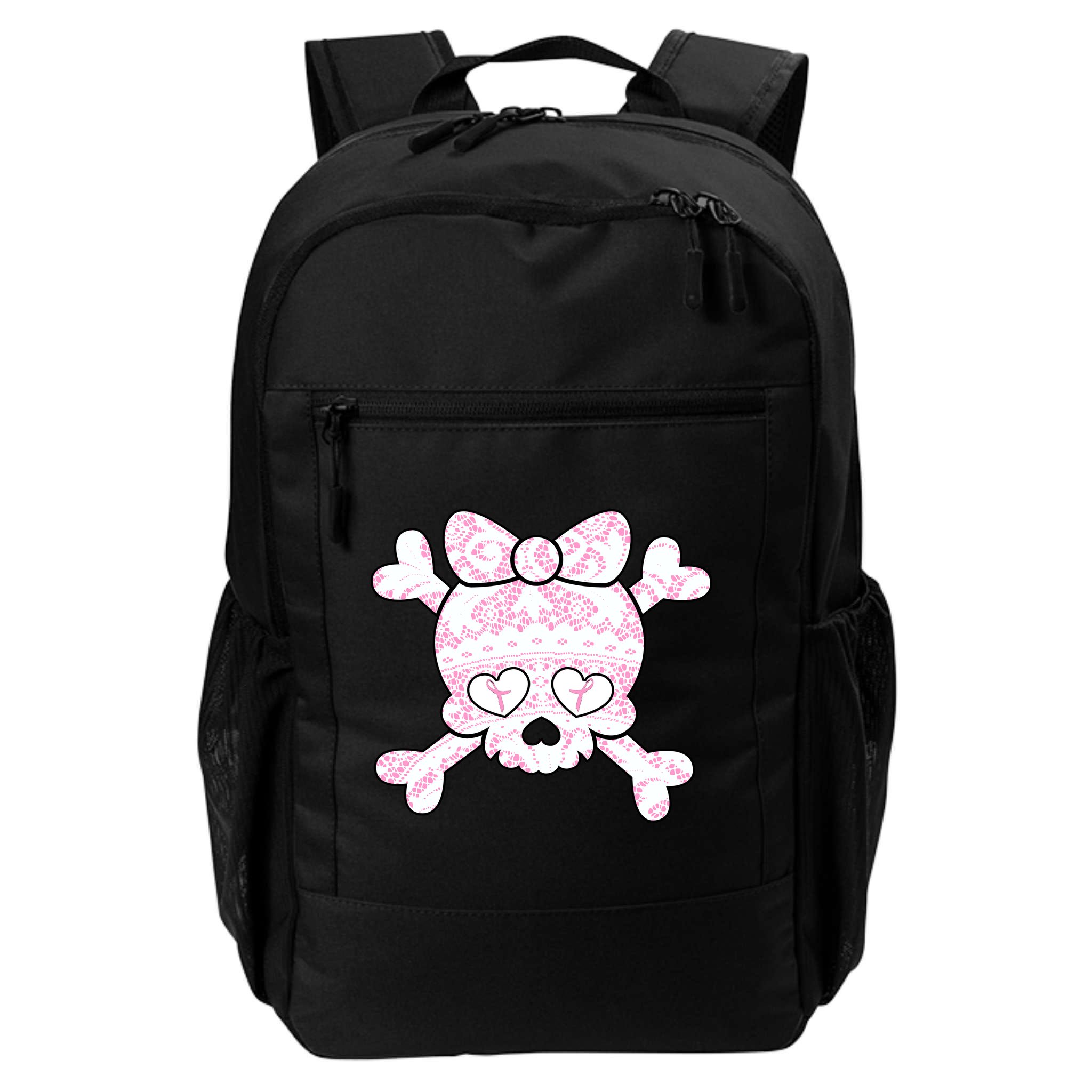 Cute Breast Cancer Bow Tie Skull Backpack