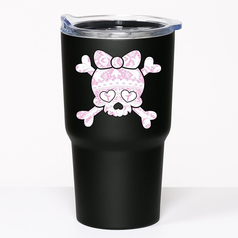 Cute Breast Cancer Bow Tie Skull Tumbler