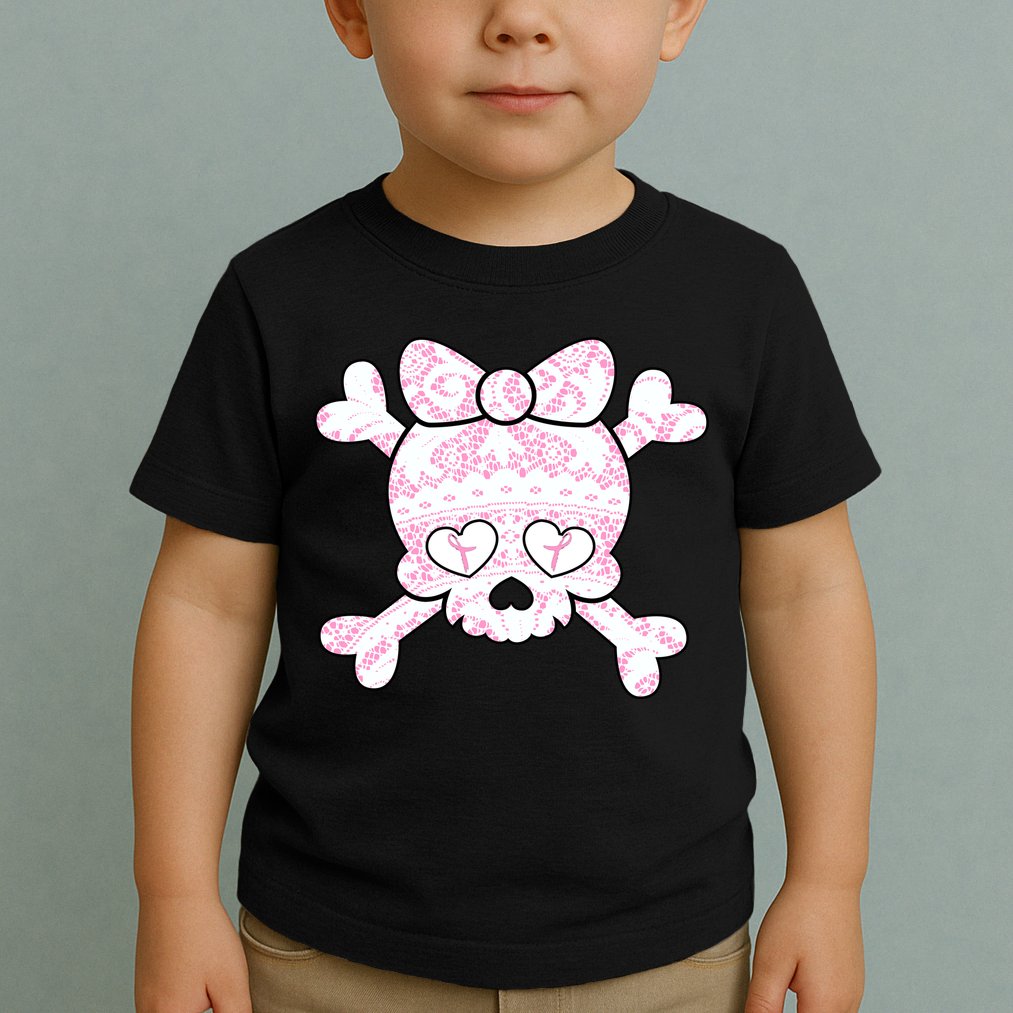 Cute Breast Cancer Bow Tie Skull Toddler T-Shirt