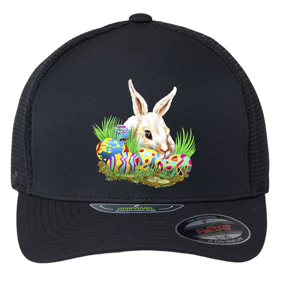 Cute Bunny with Easter Eggs Flexfit Unipanel Trucker Cap