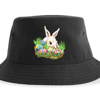 Cute Bunny with Easter Eggs Sustainable Bucket Hat