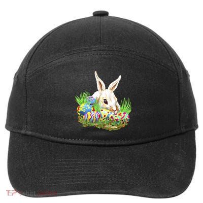Cute Bunny with Easter Eggs 7-Panel Snapback Hat