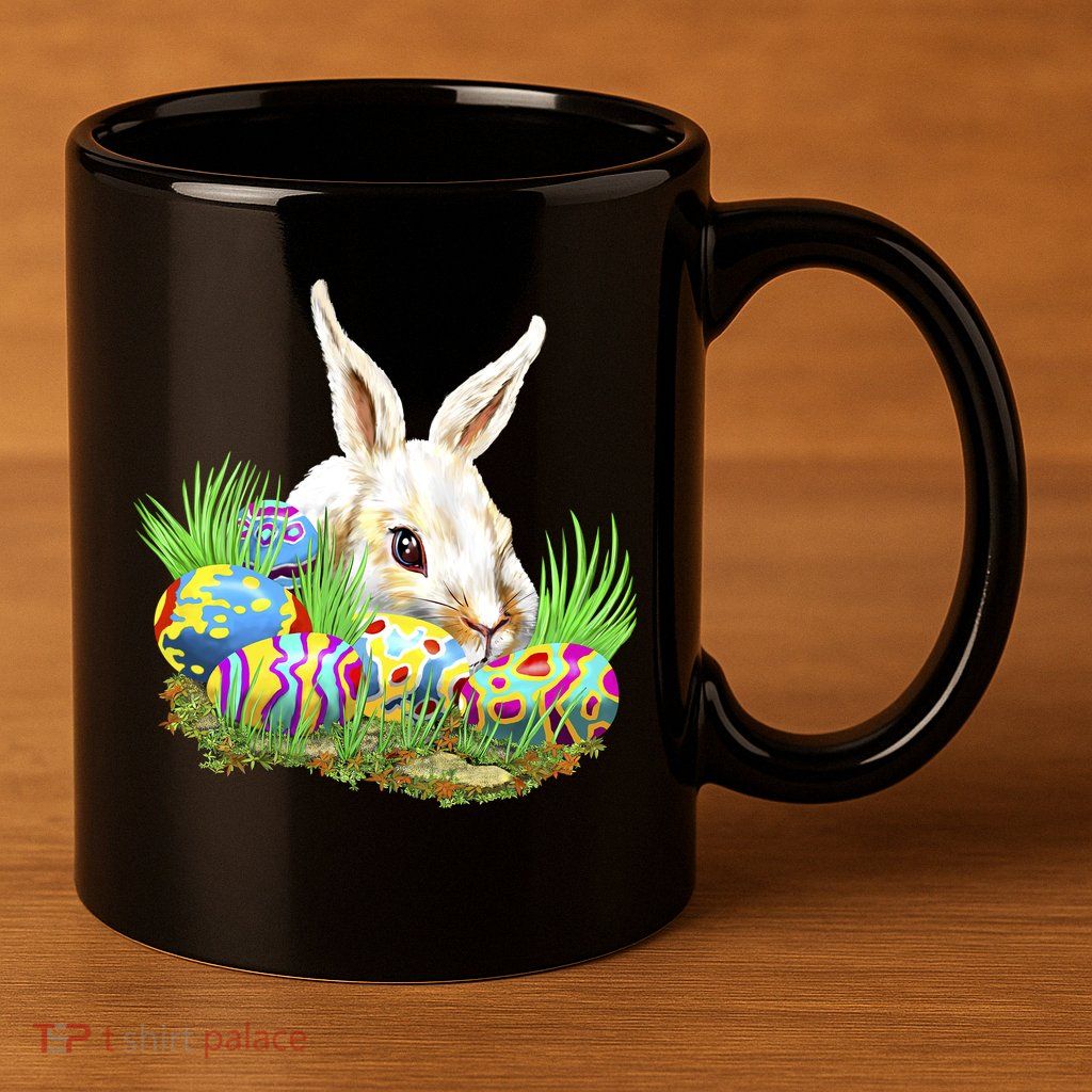 Cute Bunny with Easter Eggs 11oz C Handle Ceramic Mug