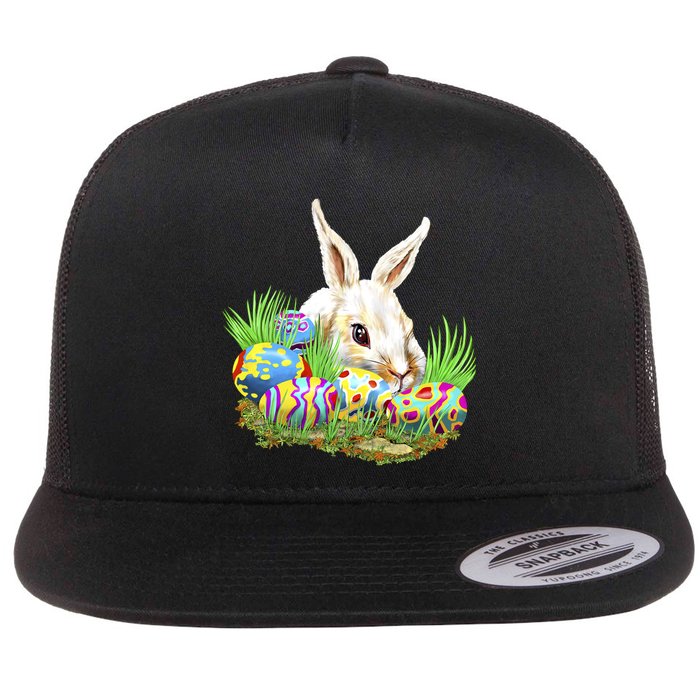 Cute Bunny with Easter Eggs Flatbill Hat