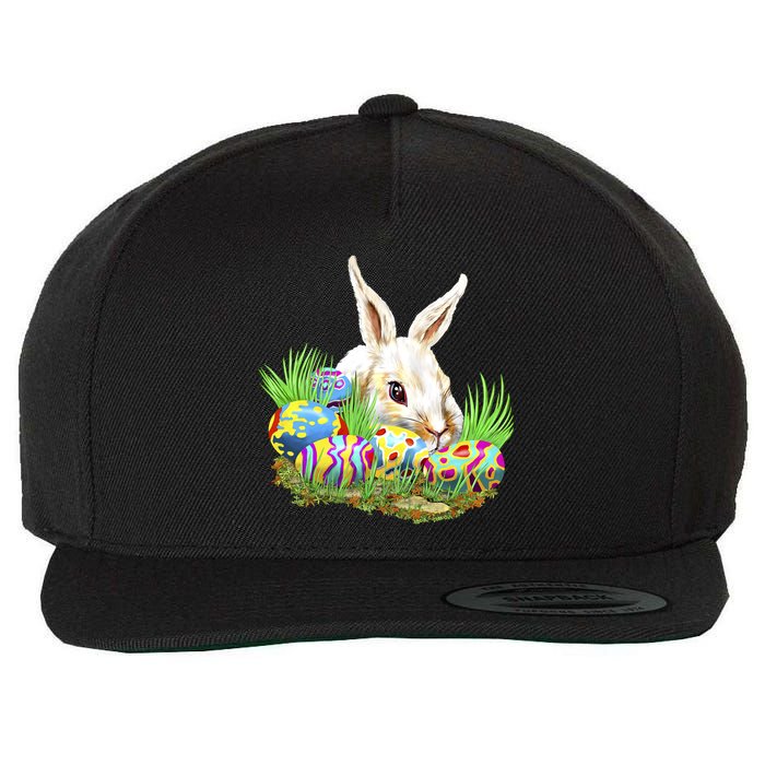 Cute Bunny with Easter Eggs Wool Snapback Cap