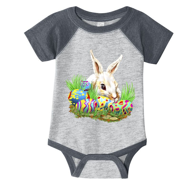 Cute Bunny with Easter Eggs Infant Baby Jersey Bodysuit