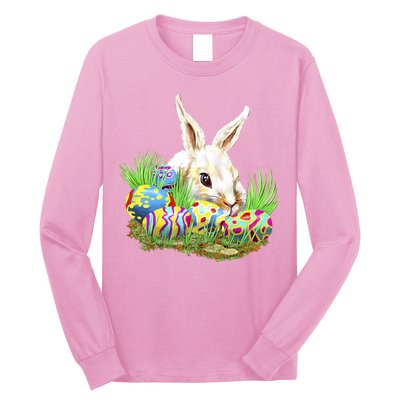Cute Bunny with Easter Eggs Long Sleeve Shirt