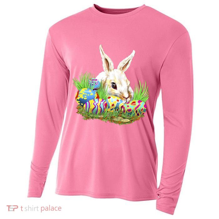 Cute Bunny with Easter Eggs Cooling Performance Long Sleeve Crew