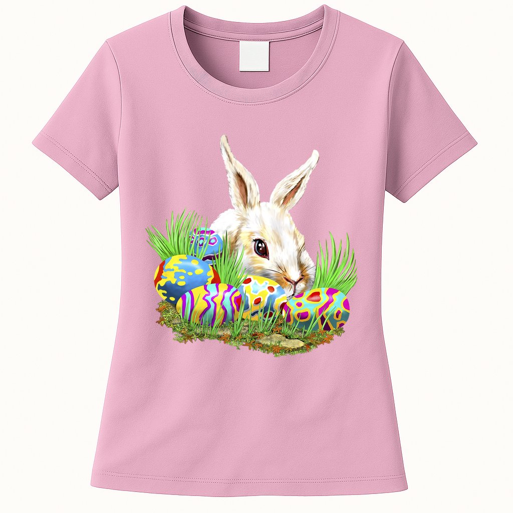 Cute Bunny with Easter Eggs Womens T-Shirt