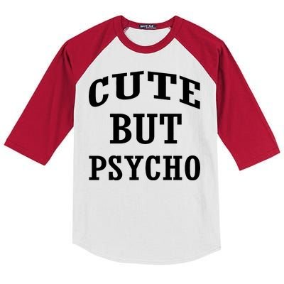 Cute But Psycho Funny Meme Kids Colorblock Raglan Jersey