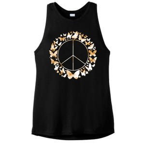 Cute Butterfly Peace Sign Ladies PosiCharge Tri-Blend Wicking Tank