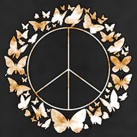 Cute Butterfly Peace Sign 7 Panel Mesh Trucker Snapback Hat