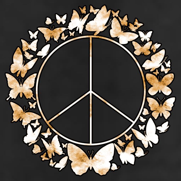 Cute Butterfly Peace Sign 7 Panel Mesh Trucker Snapback Hat
