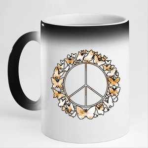 Cute Butterfly Peace Sign 11oz Black Color Changing Mug