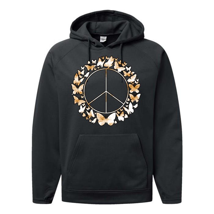 Cute Butterfly Peace Sign Performance Fleece Hoodie