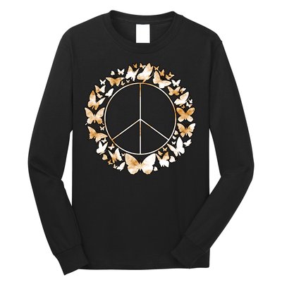 Cute Butterfly Peace Sign Long Sleeve Shirt