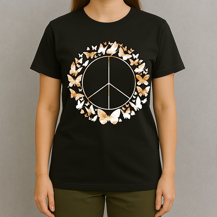 Cute Butterfly Peace Sign T-Shirt