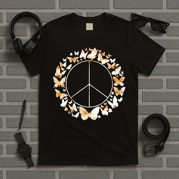 Cute Butterfly Peace Sign T-Shirt