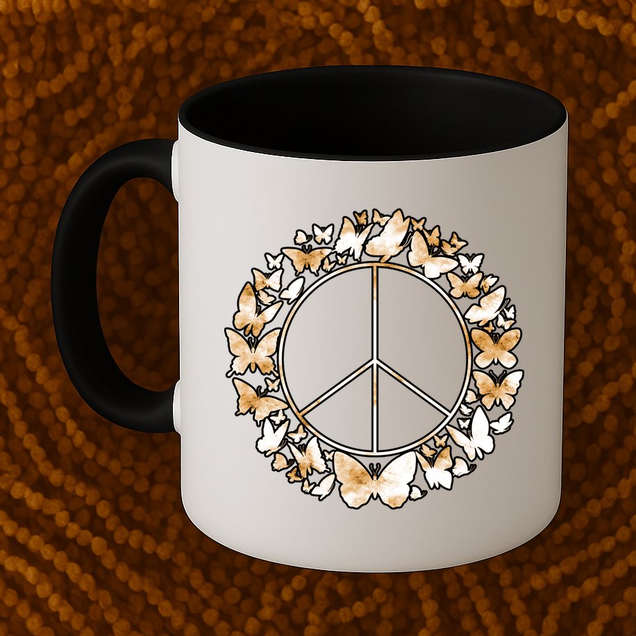 Cute Butterfly Peace Sign Mug