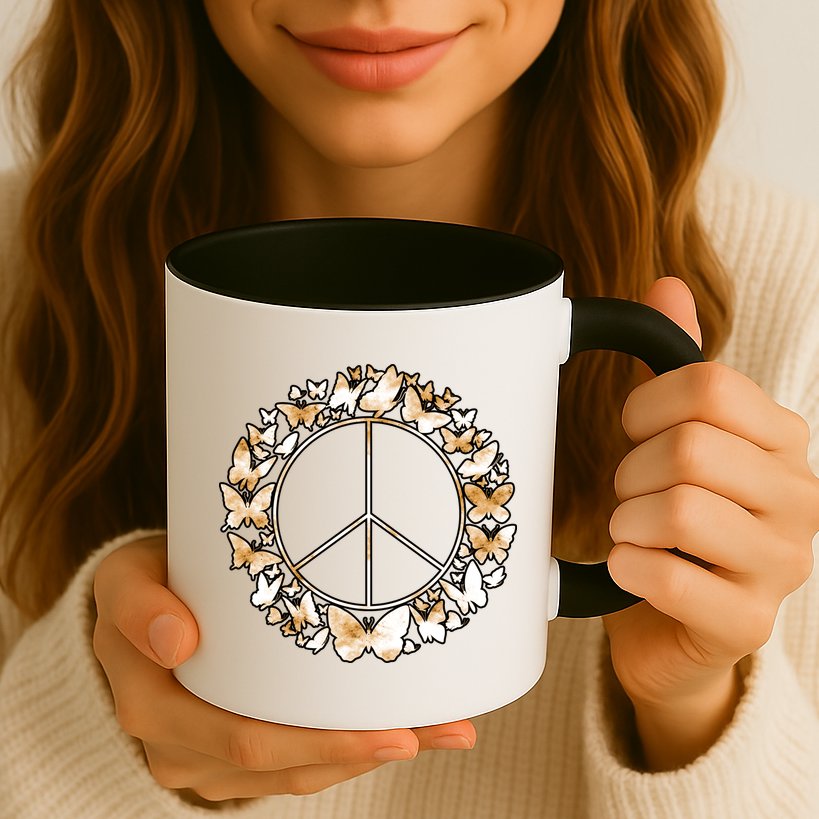 Cute Butterfly Peace Sign Mug