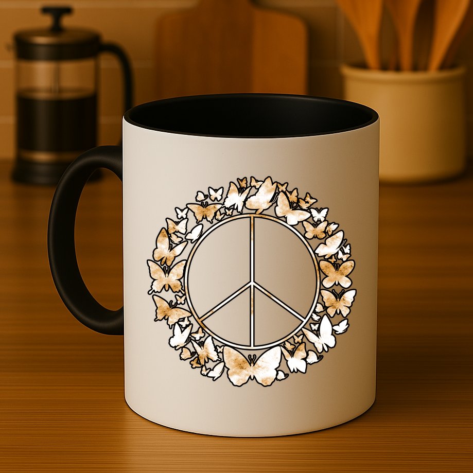 Cute Butterfly Peace Sign Mug