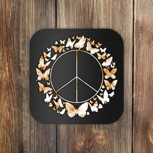 Cute Butterfly Peace Sign Coaster