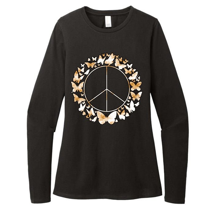 Cute Butterfly Peace Sign Womens CVC Long Sleeve Shirt