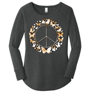 Cute Butterfly Peace Sign Women's Perfect Tri Tunic Long Sleeve Shirt