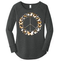 Cute Butterfly Peace Sign Women's Perfect Tri Tunic Long Sleeve Shirt