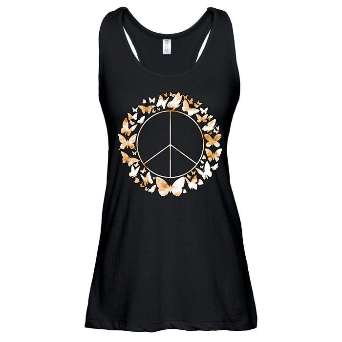 Cute Butterfly Peace Sign Ladies Essential Flowy Tank