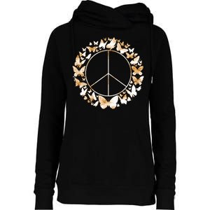 Cute Butterfly Peace Sign Womens Funnel Neck Pullover Hood