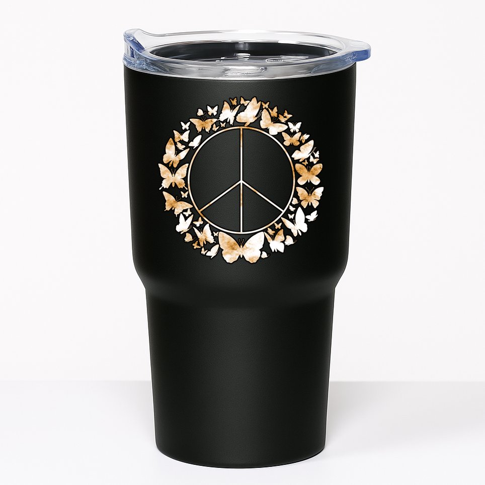 Cute Butterfly Peace Sign Tumbler