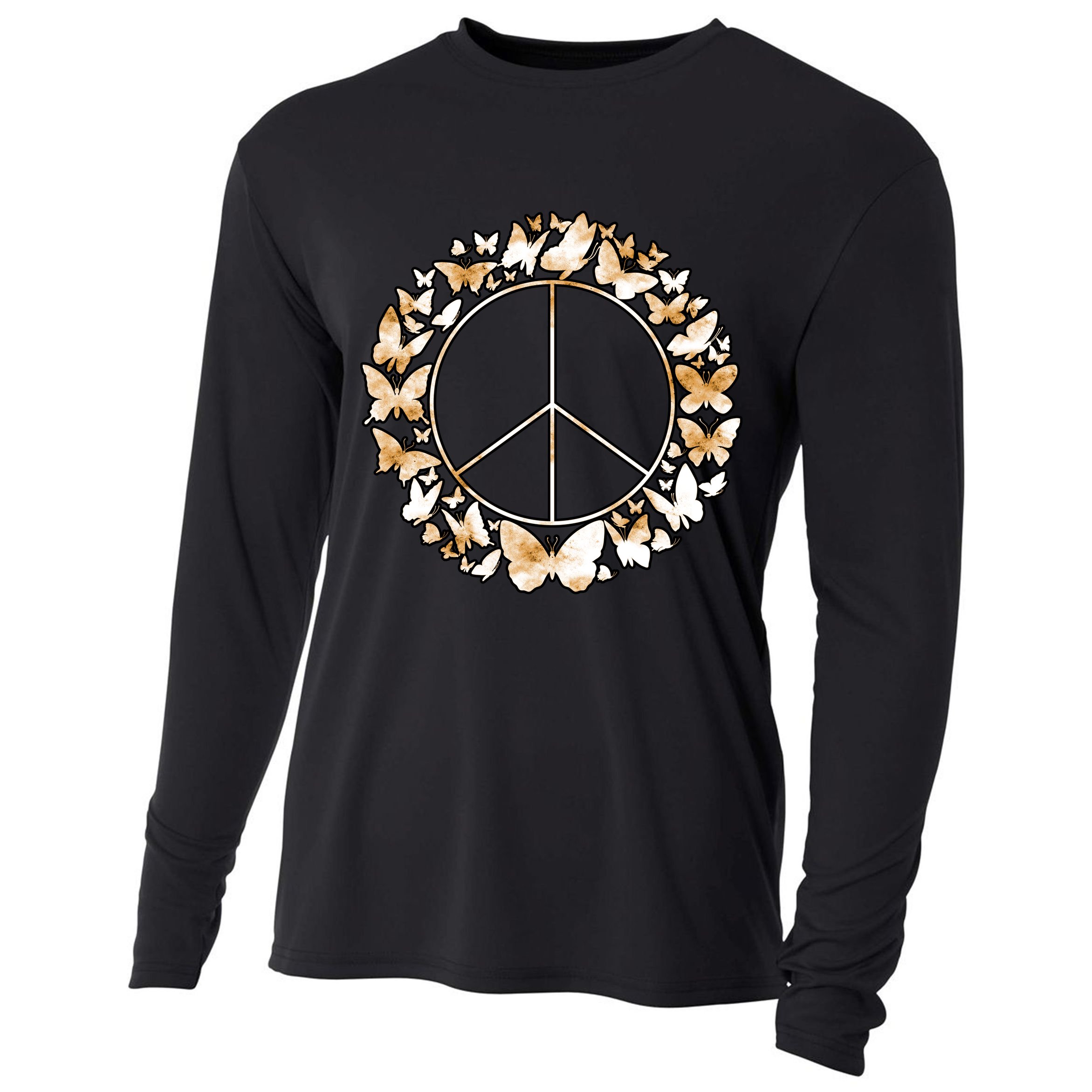 Cute Butterfly Peace Sign Cooling Performance Long Sleeve Crew