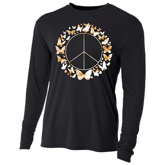 Cute Butterfly Peace Sign Cooling Performance Long Sleeve Crew