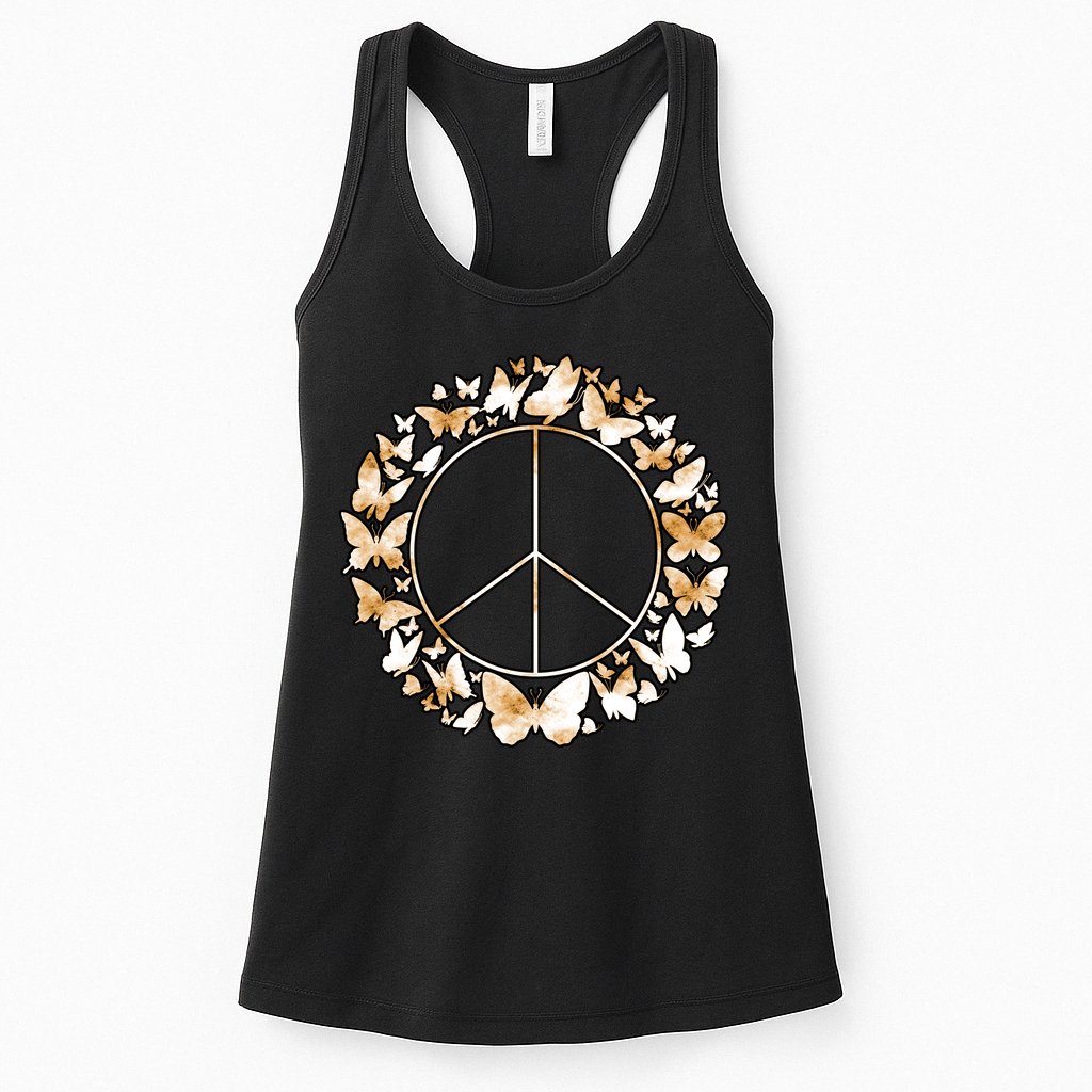 Cute Butterfly Peace Sign Womens Tank Top