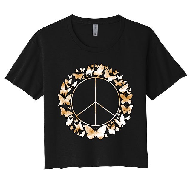 Cute Butterfly Peace Sign Crop Top