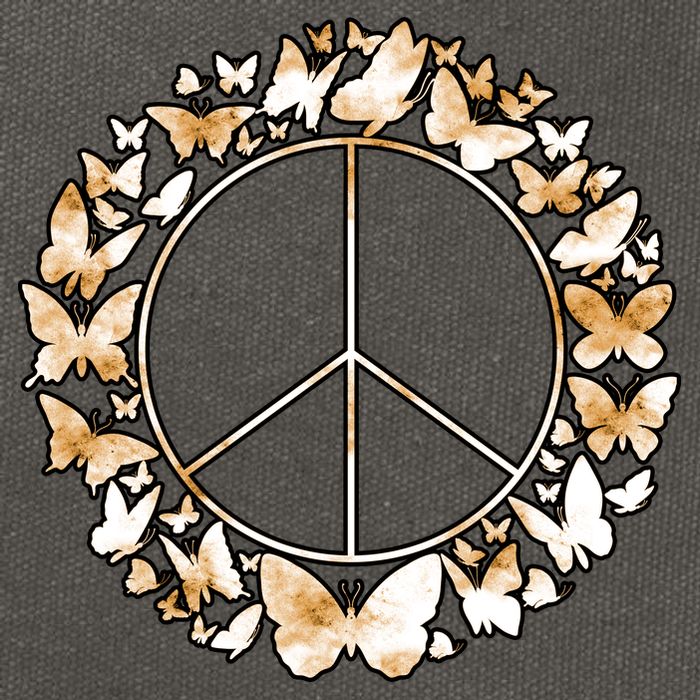 Cute Butterfly Peace Sign Cotton Canvas Backpack