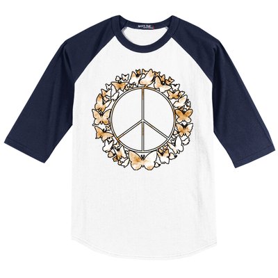 Cute Butterfly Peace Sign Baseball Sleeve Shirt